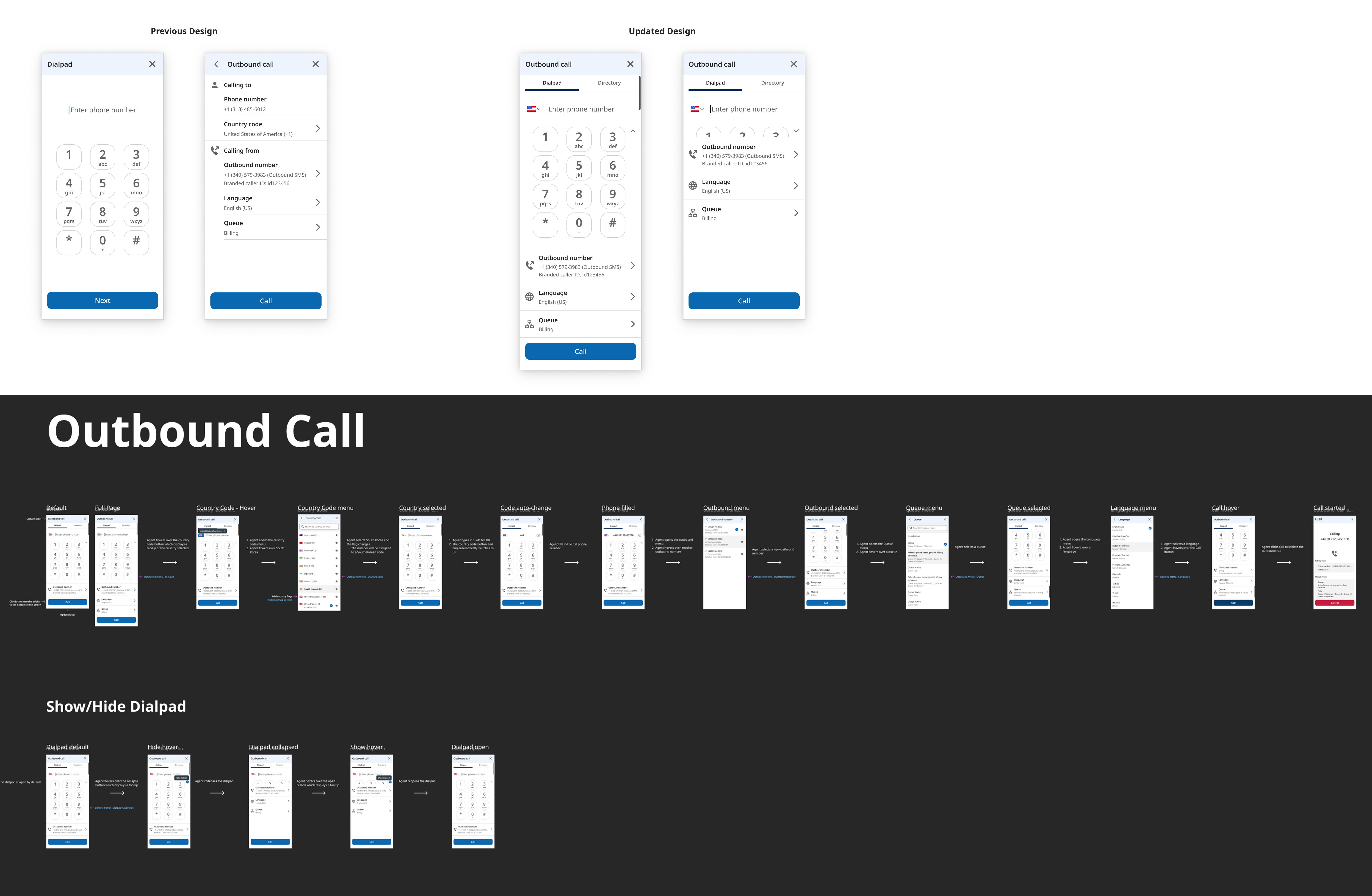 Outbound Dial old vs new and user flow