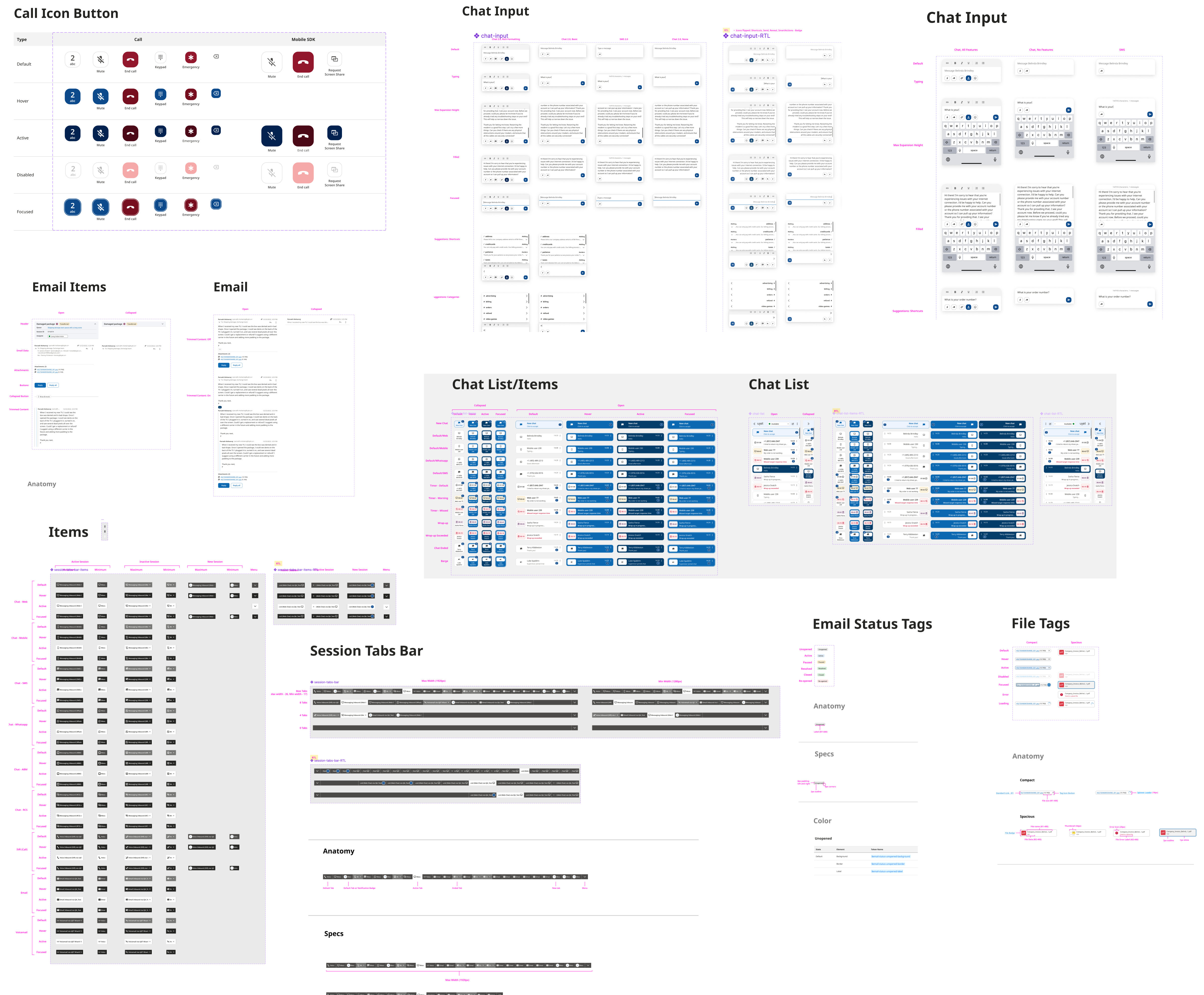 A collage of design system components